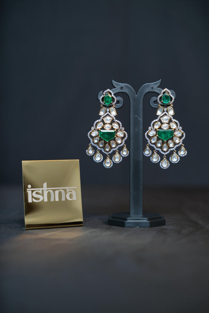 Emerald Royal Kundan Chandbali Earrings