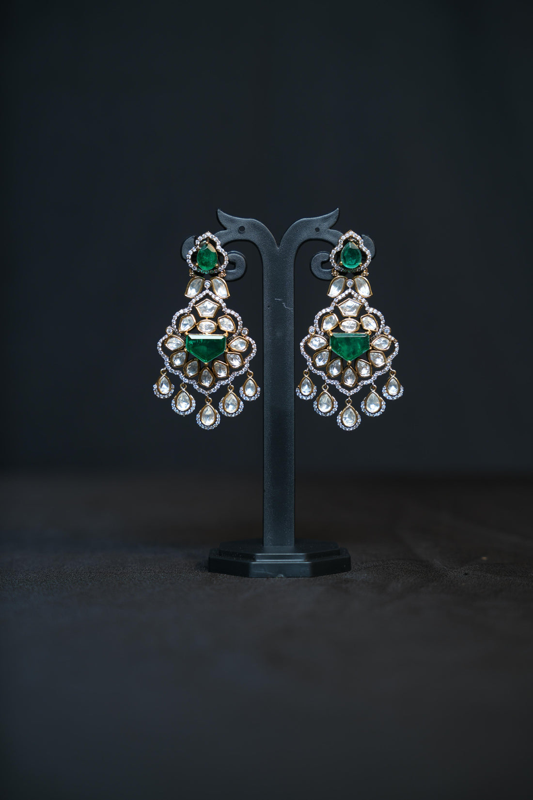 Emerald Royal Kundan Chandbali Earrings
