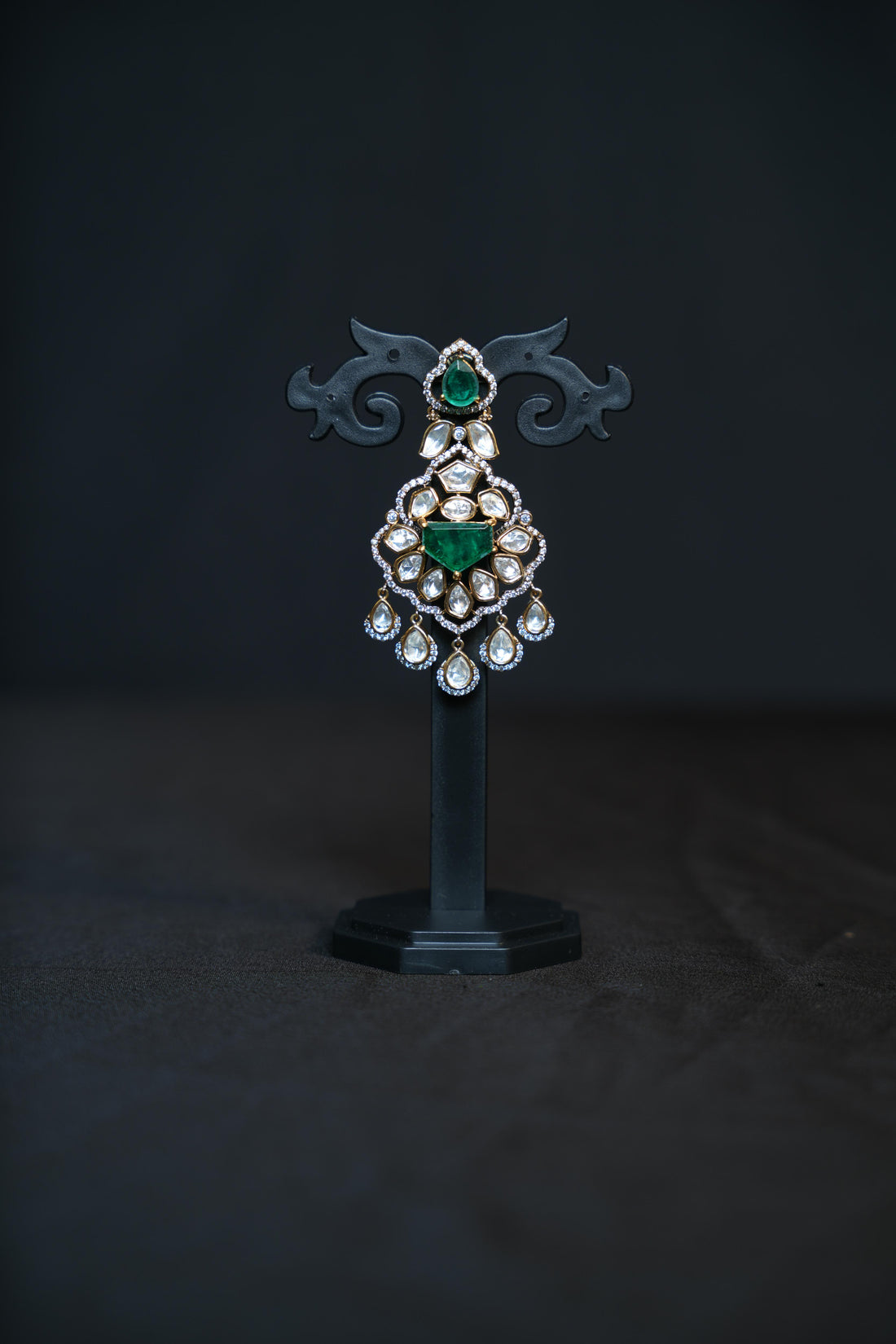 Emerald Royal Kundan Chandbali Earrings
