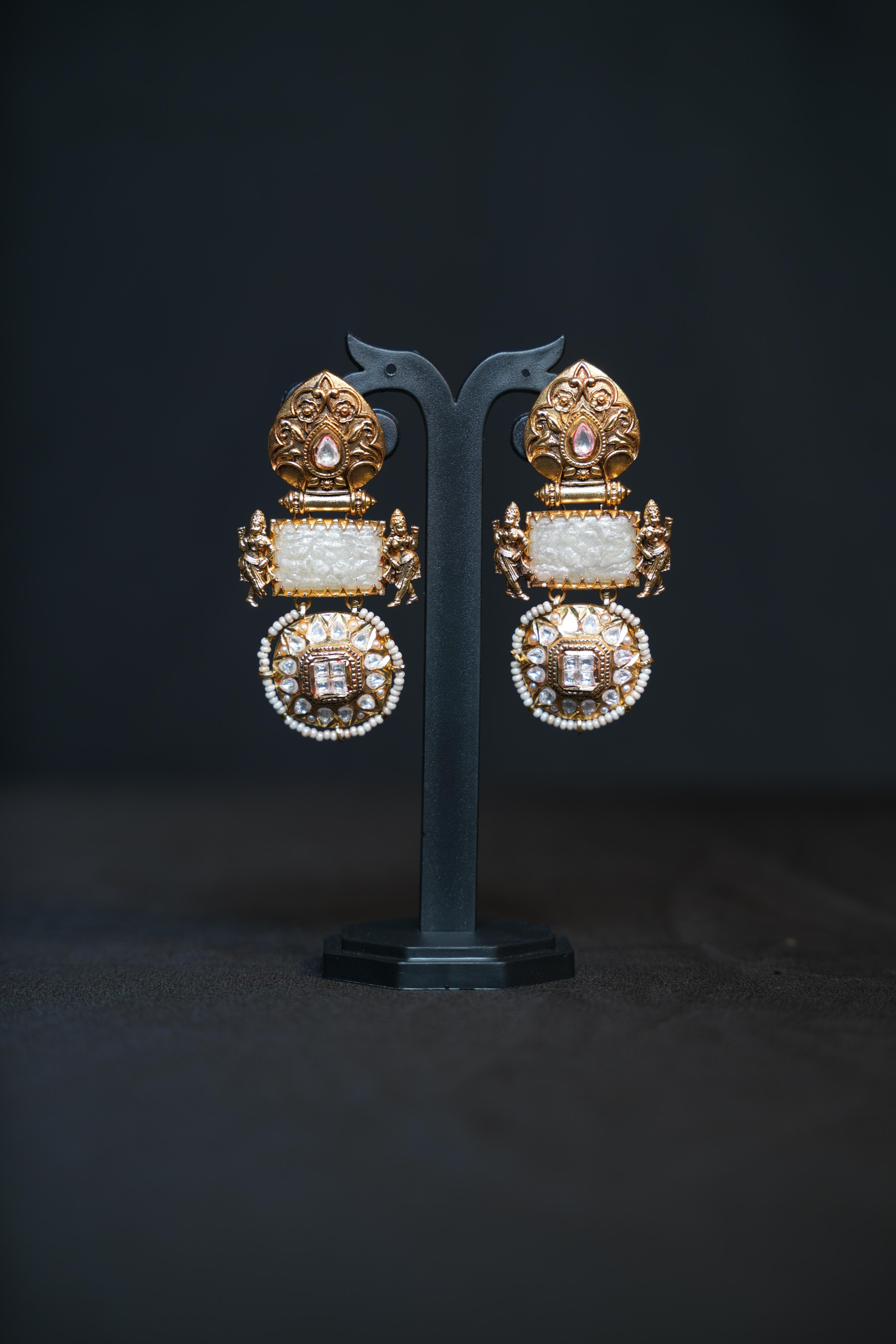 Antique Gold Lakshmi Temple Earrings