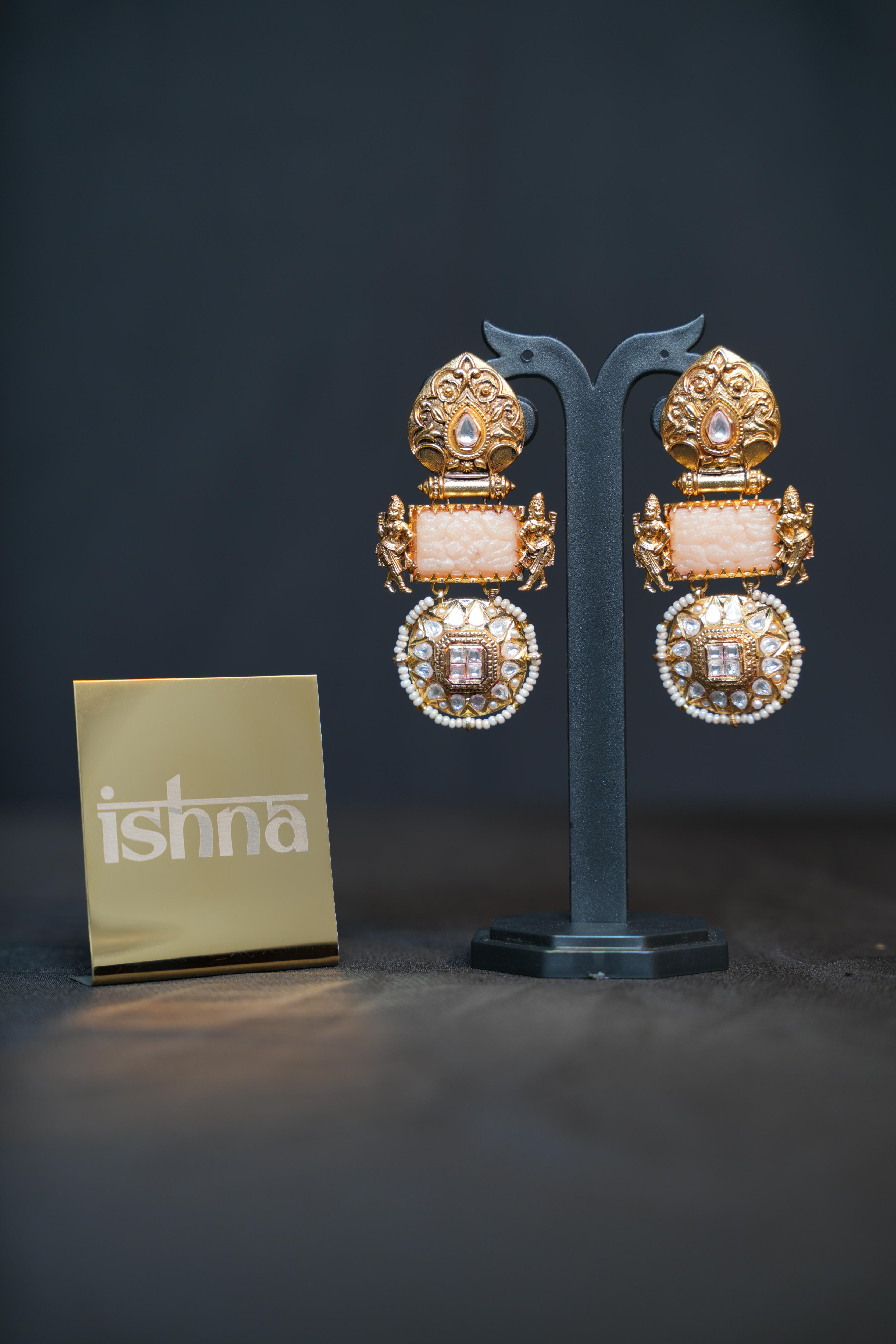 Antique Gold Lakshmi Temple Earrings