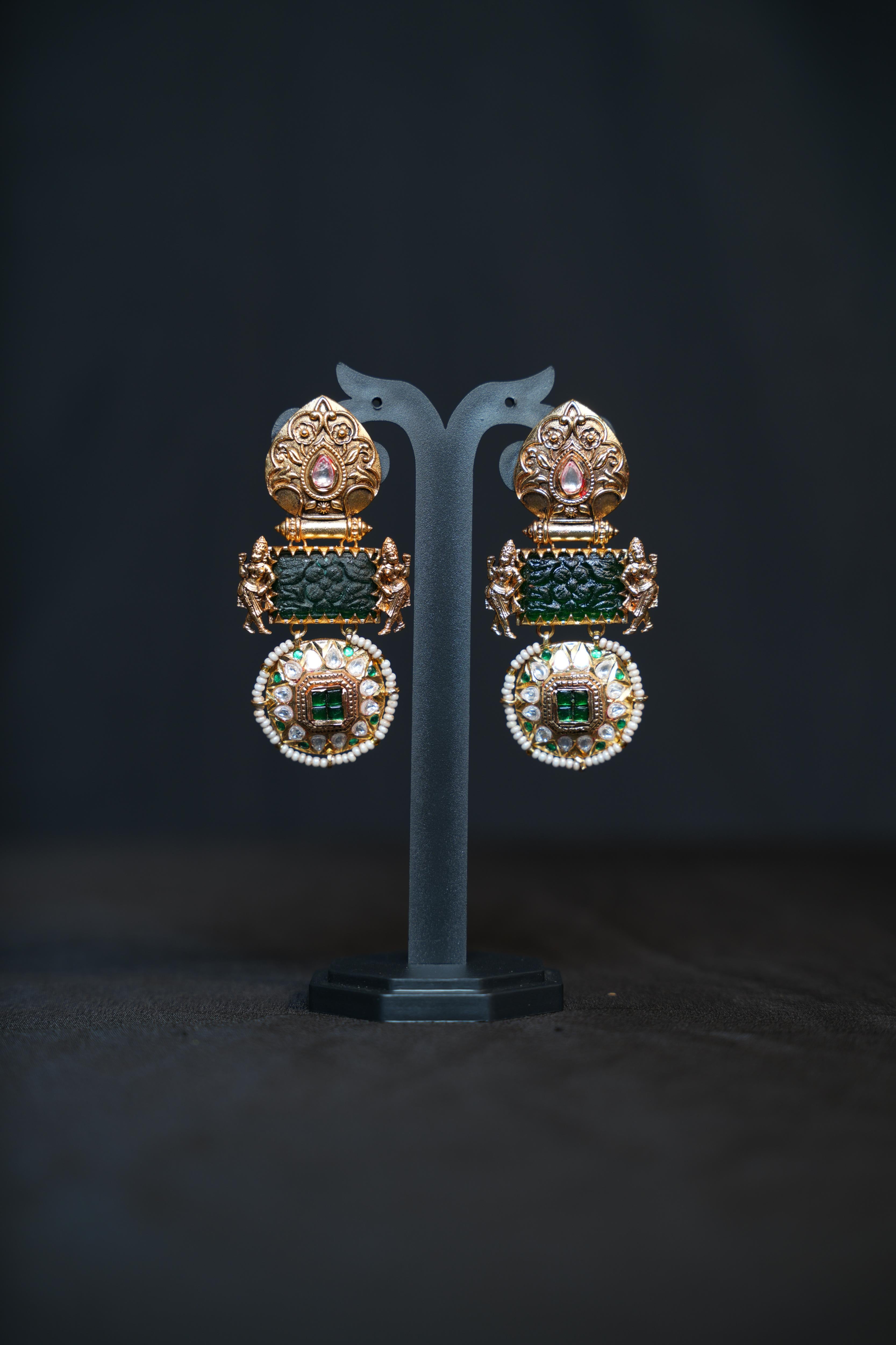 Antique Gold Lakshmi Temple Earrings