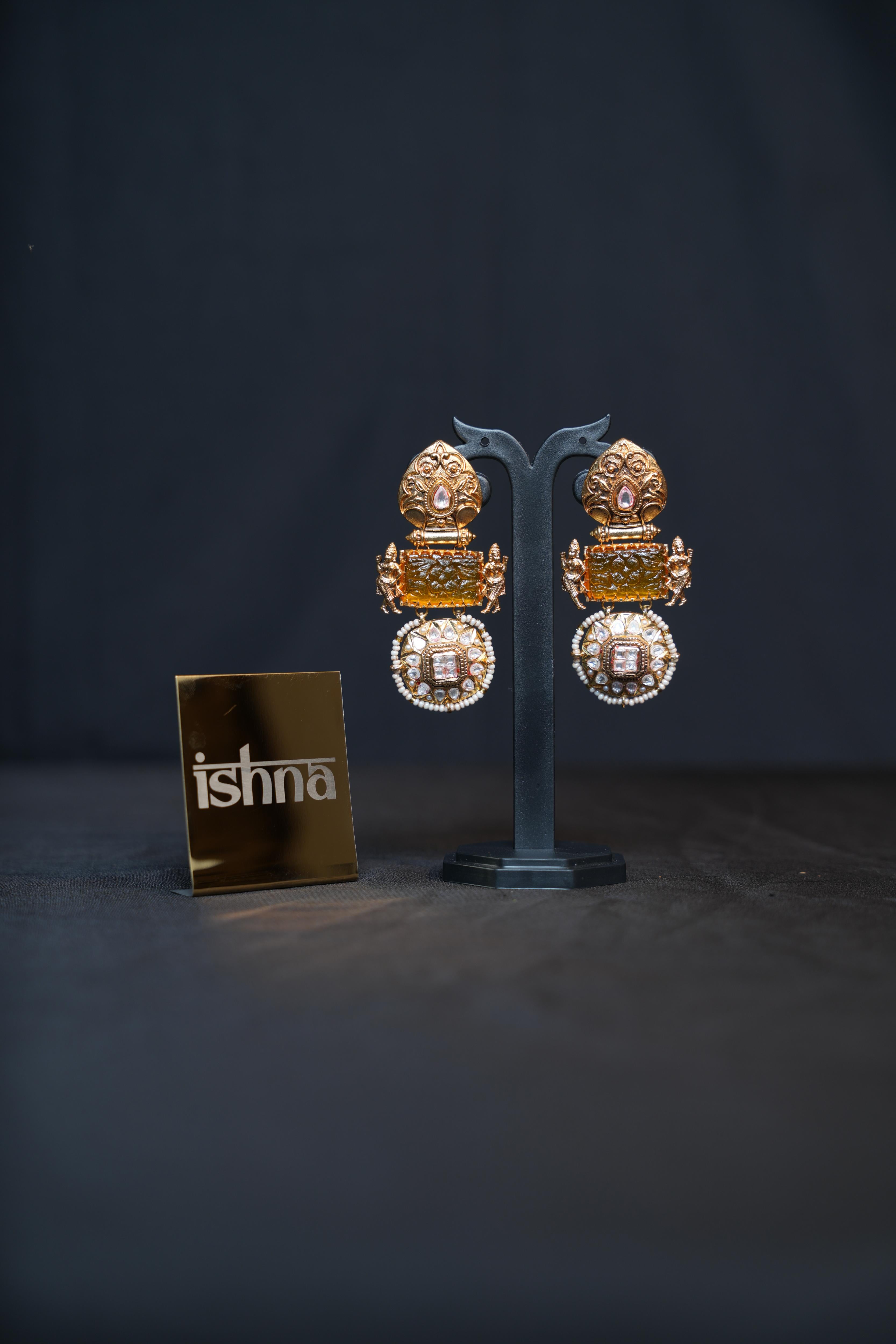Antique Gold Lakshmi Temple Earrings