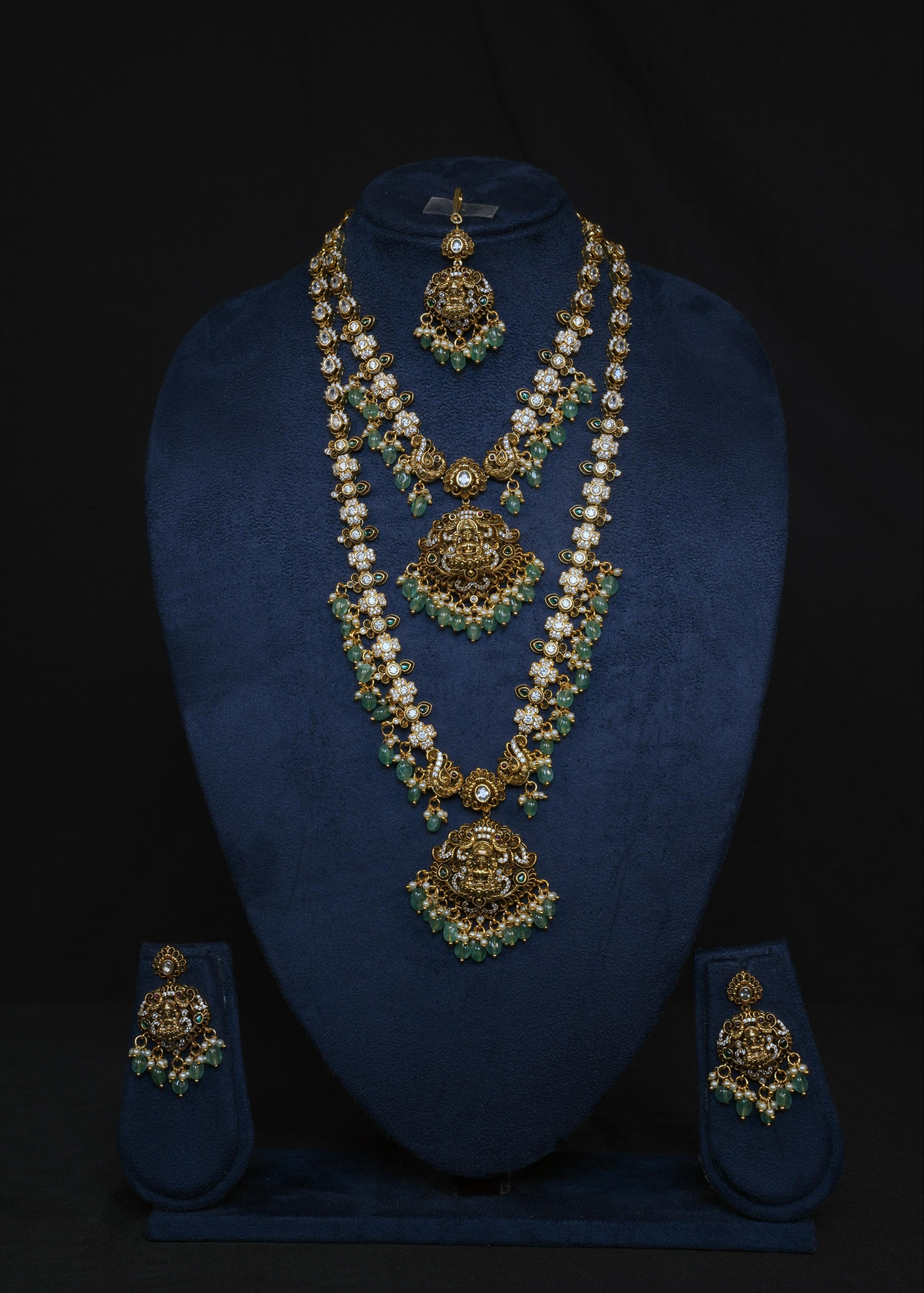 Floral Lakshmi Devi Combo Bridal set With Maang Tikka