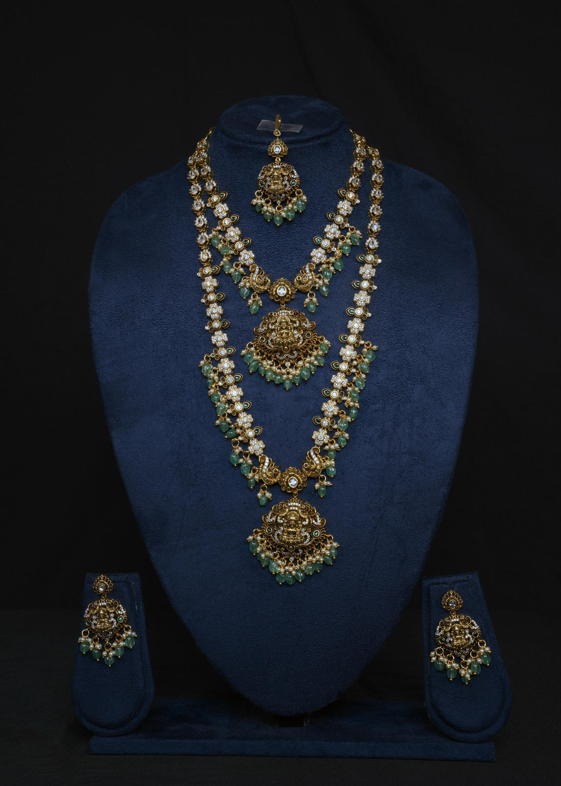 Floral Lakshmi Devi Combo Bridal set With Maang Tikka
