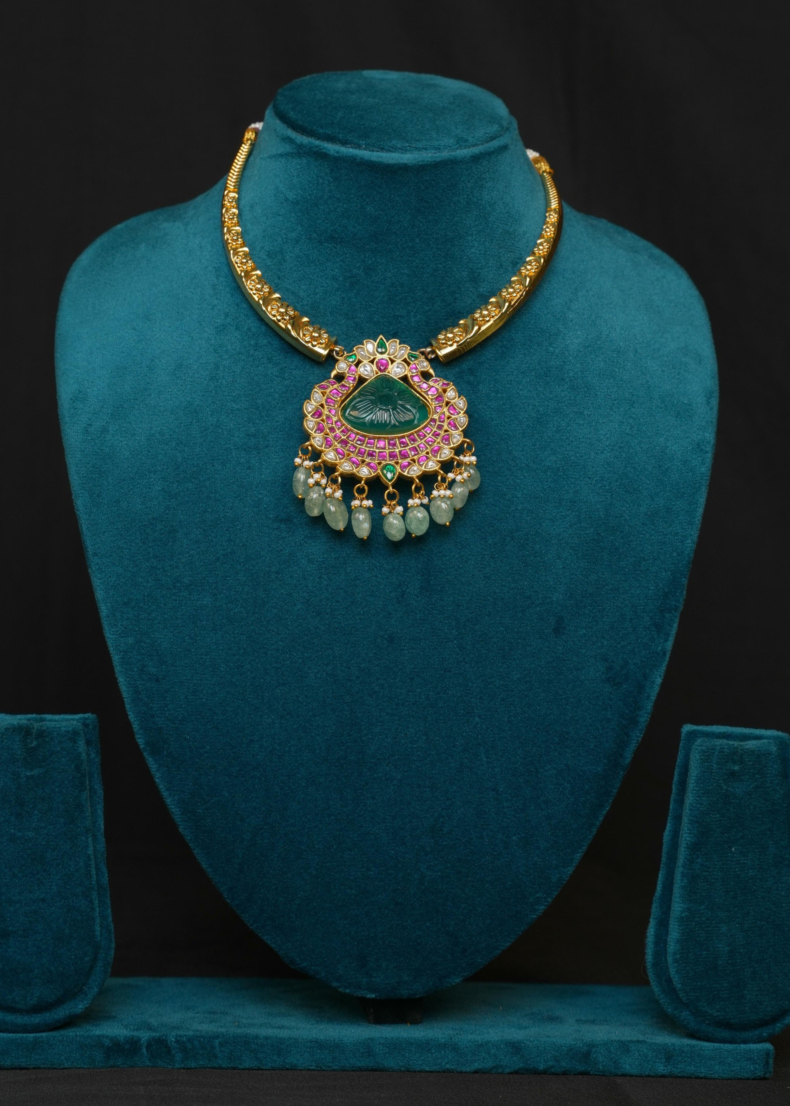 Polki Emerald-Ruby Kante Necklace