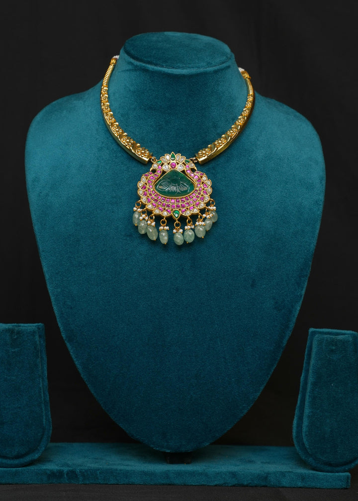 Polki Emerald-Ruby Kante Necklace