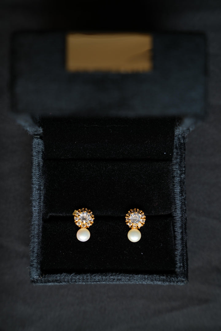 92.5 Sliver Ishna Crystal Pearl Drop Studs