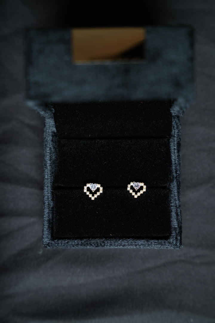 92.5 Silver Ishna Gold-Tone Heart Studs