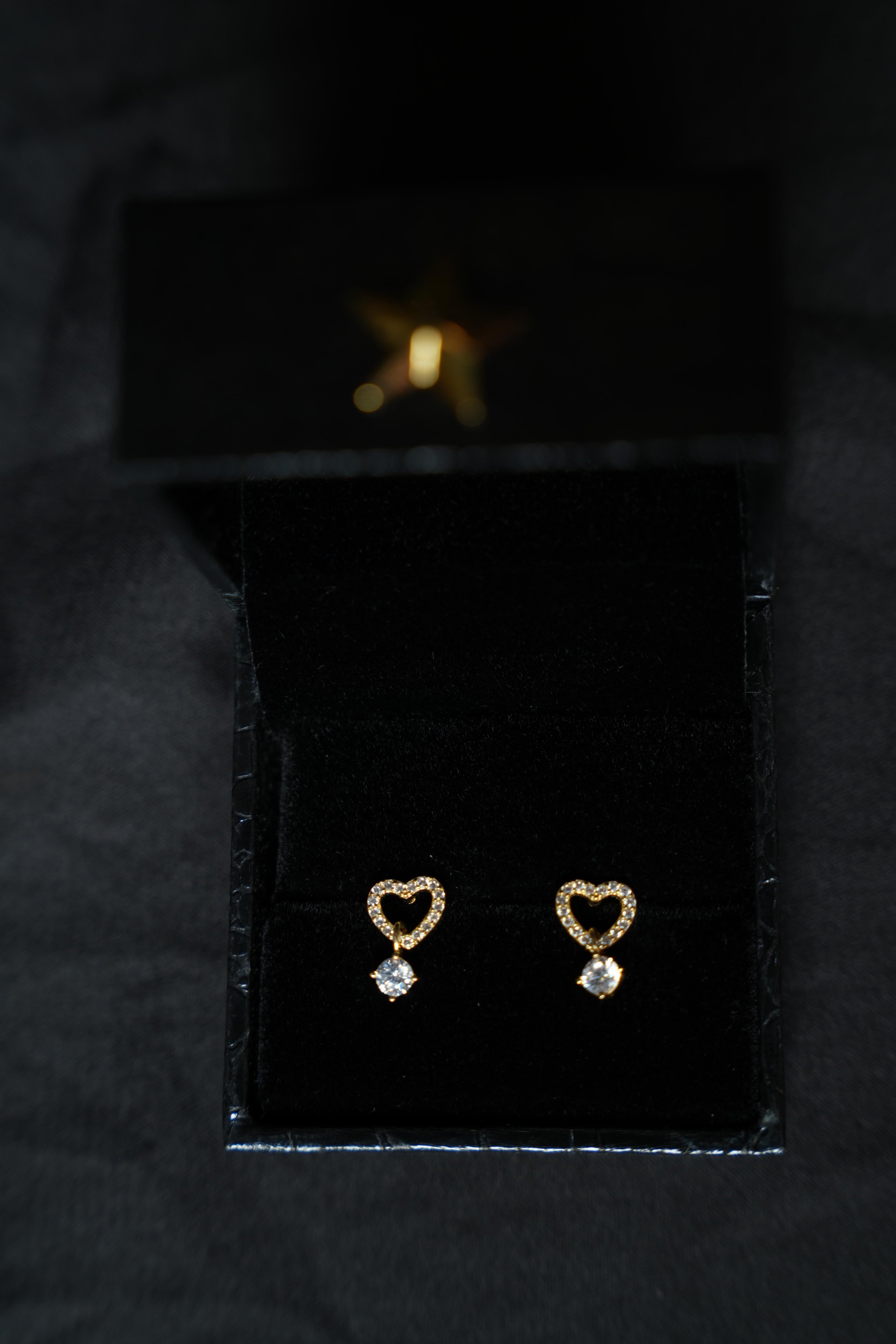 92.5 Silver Ishna Gold Heart with Pearl Drop Studs
