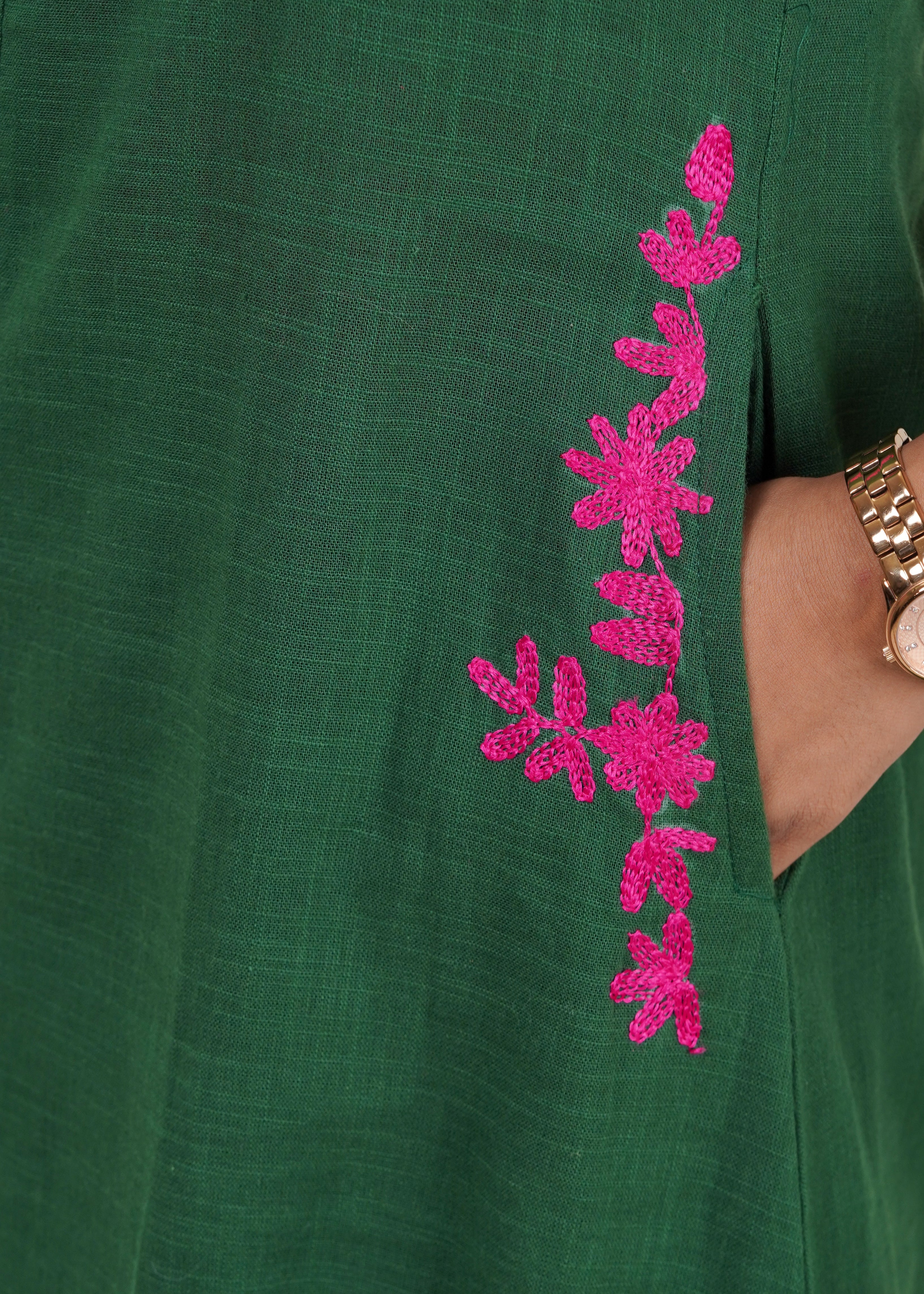 ISHNA Dark Green Bloom Co-ord Set