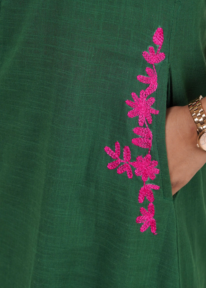 ISHNA Dark Green Bloom Co-ord Set