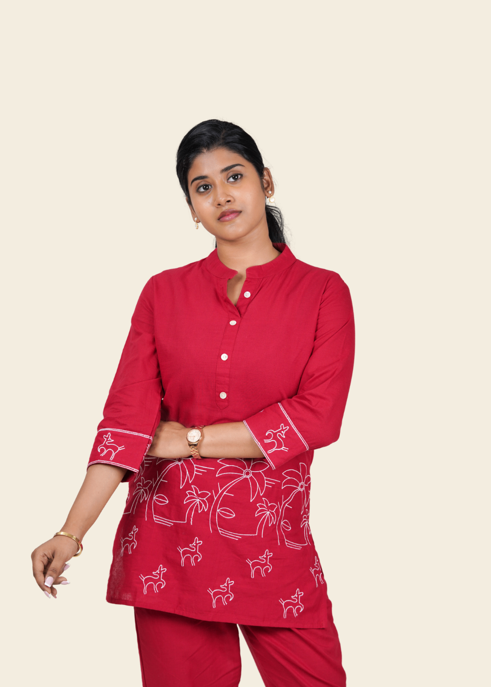ISHNA Red Palm Co-ord set