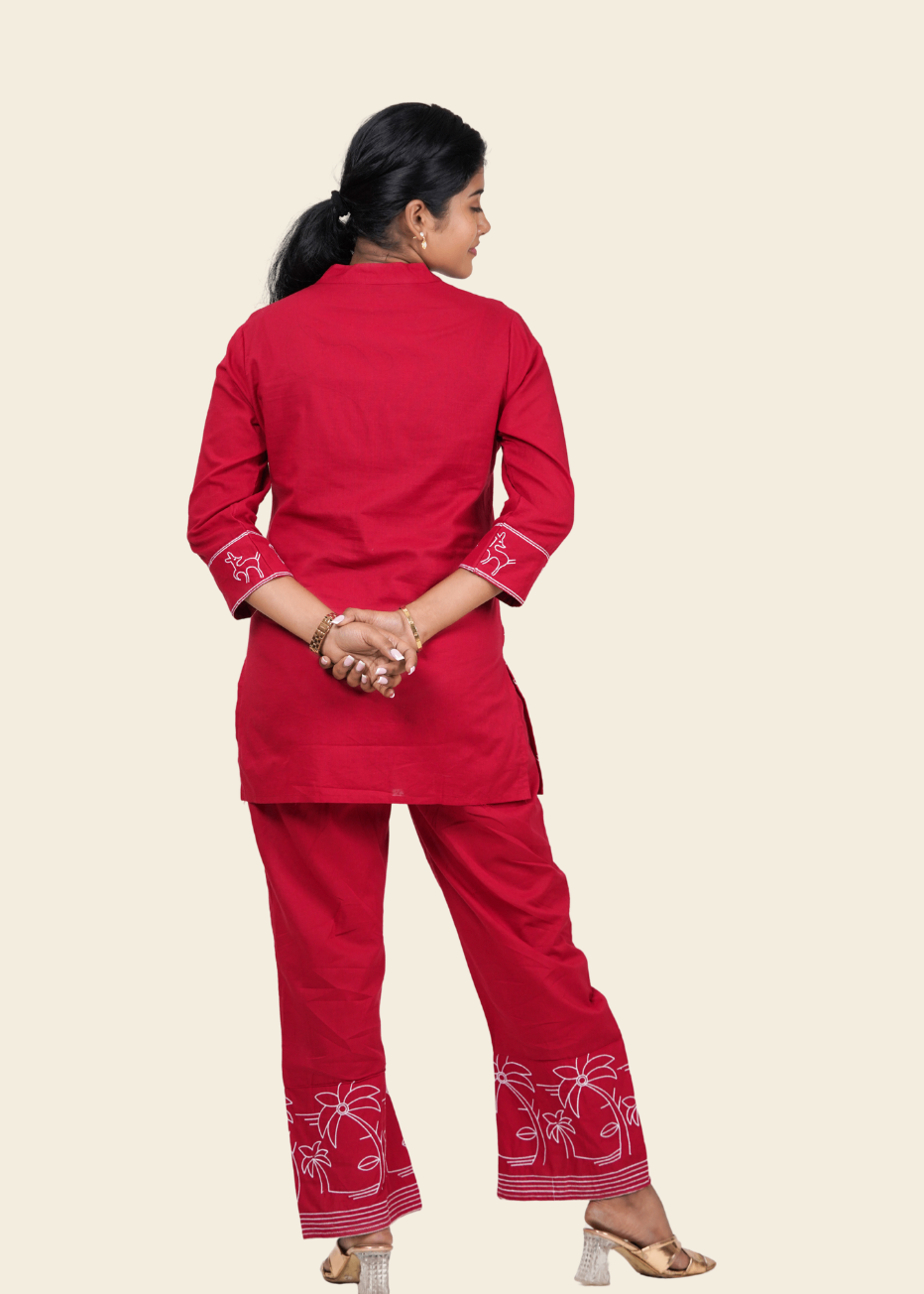 ISHNA Red Palm Co-ord set