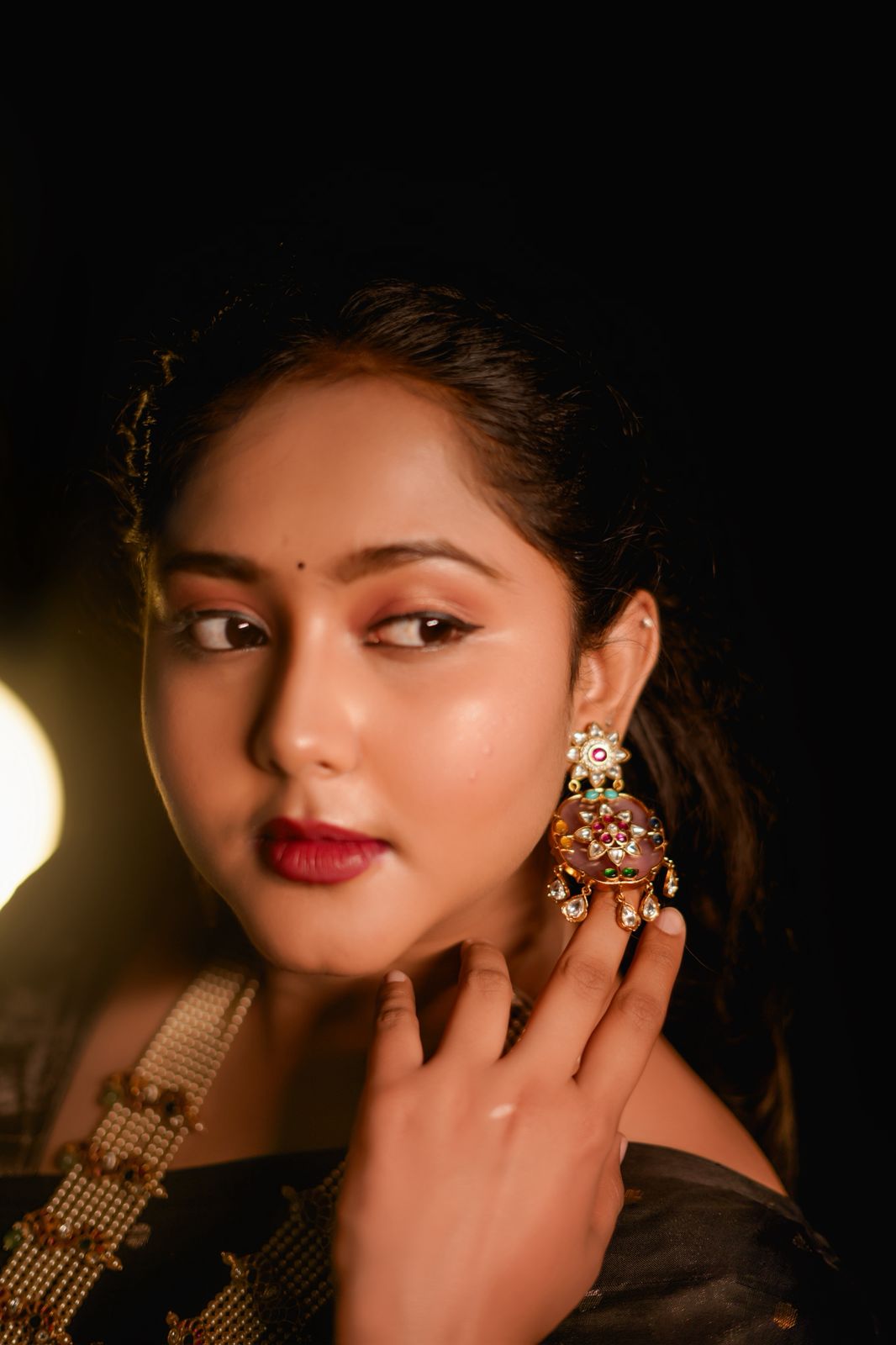 Regal Ruby Meenakari Statement Earrings