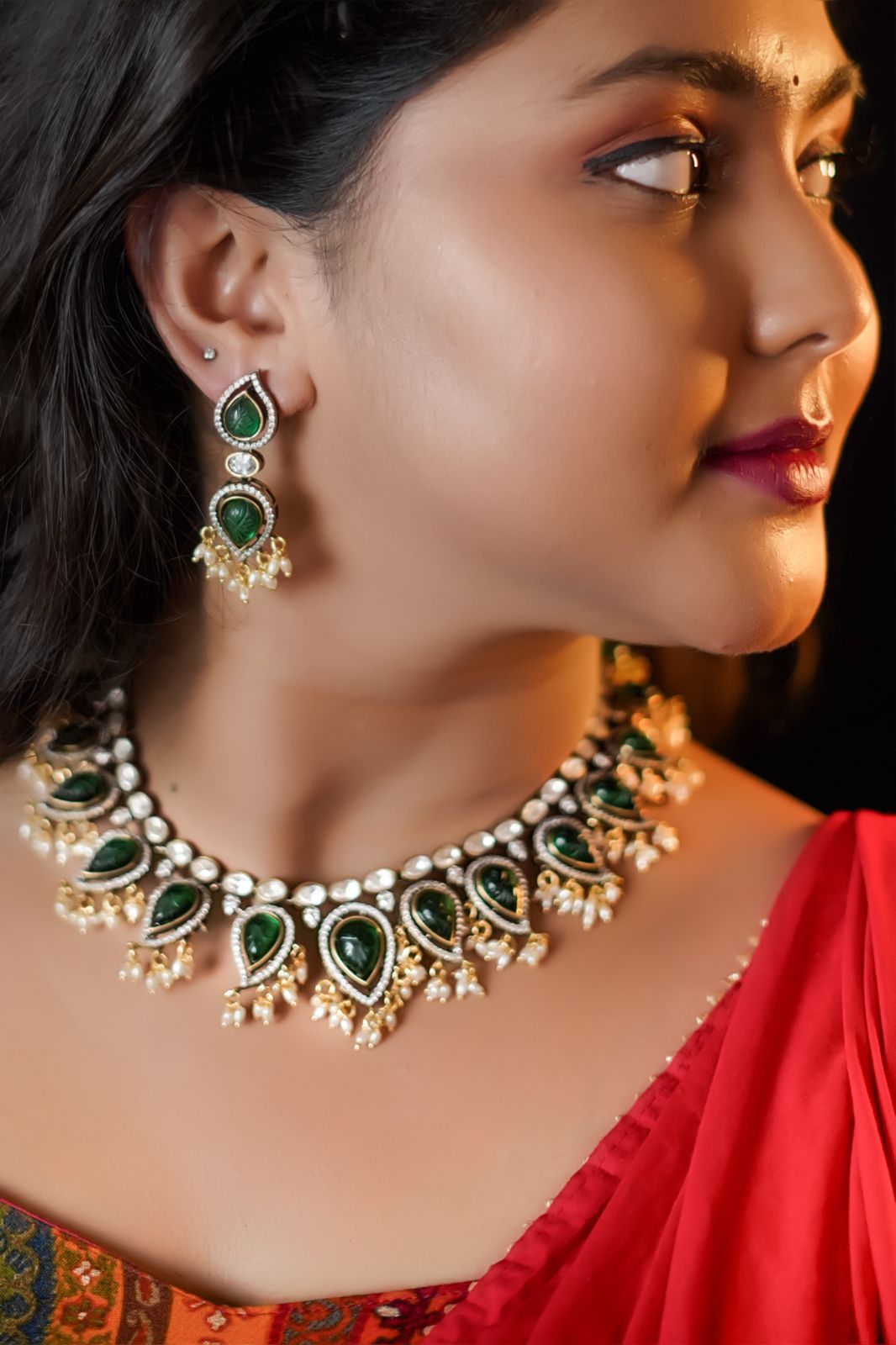 Floral Kundan Statement Earrings