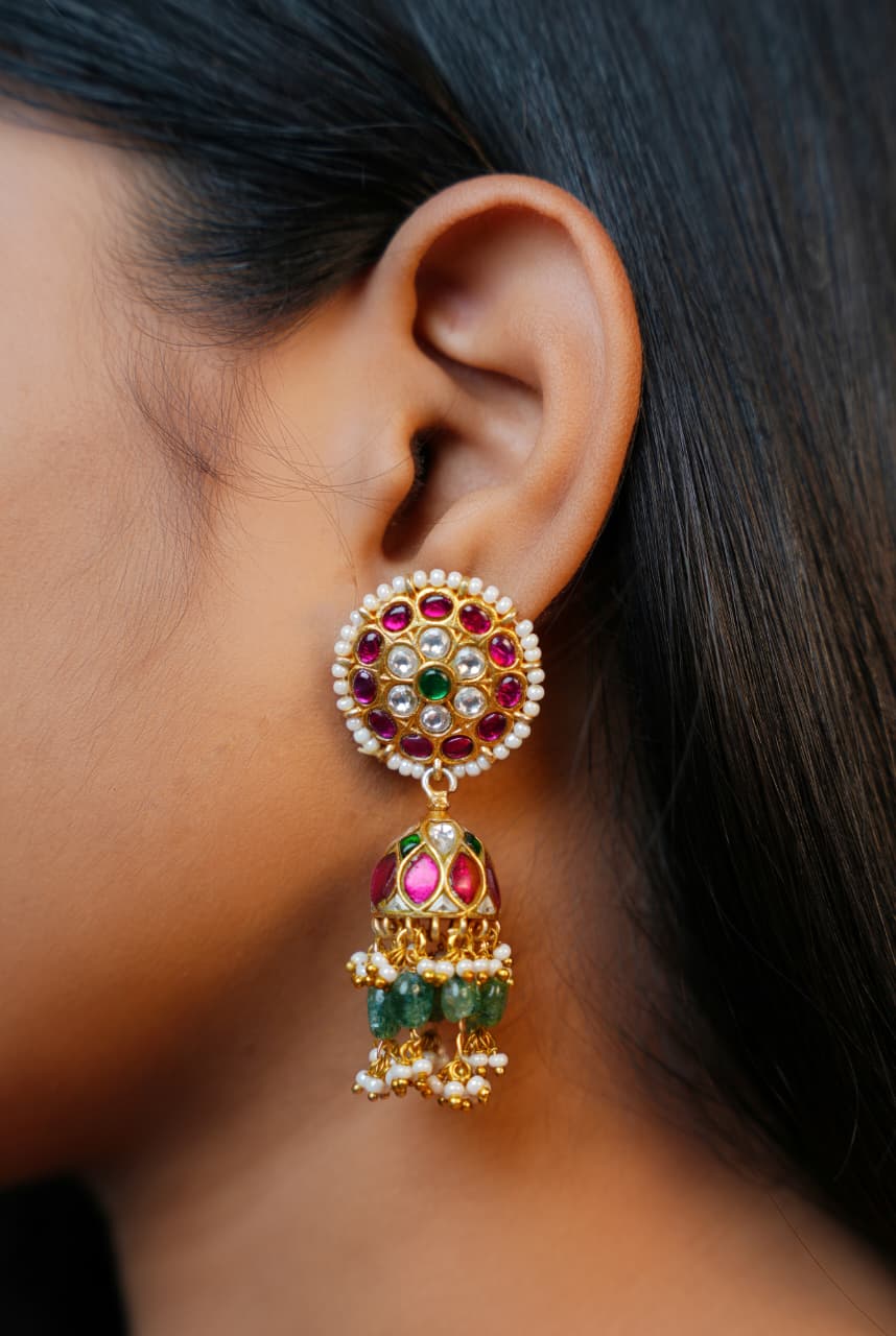 Navratna Kundan Jhumkas