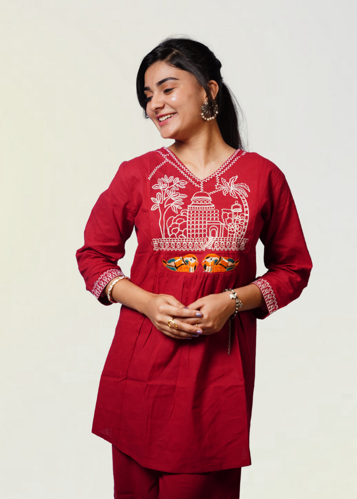 ISHNA Red Heritage co-ord set