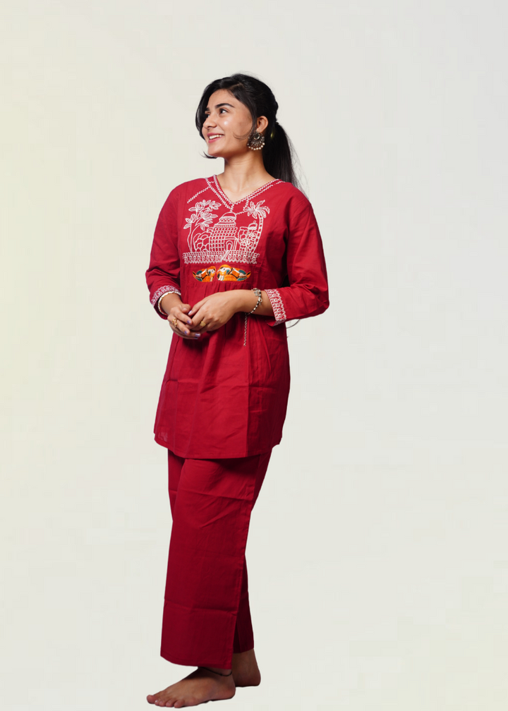 ISHNA Red Heritage co-ord set