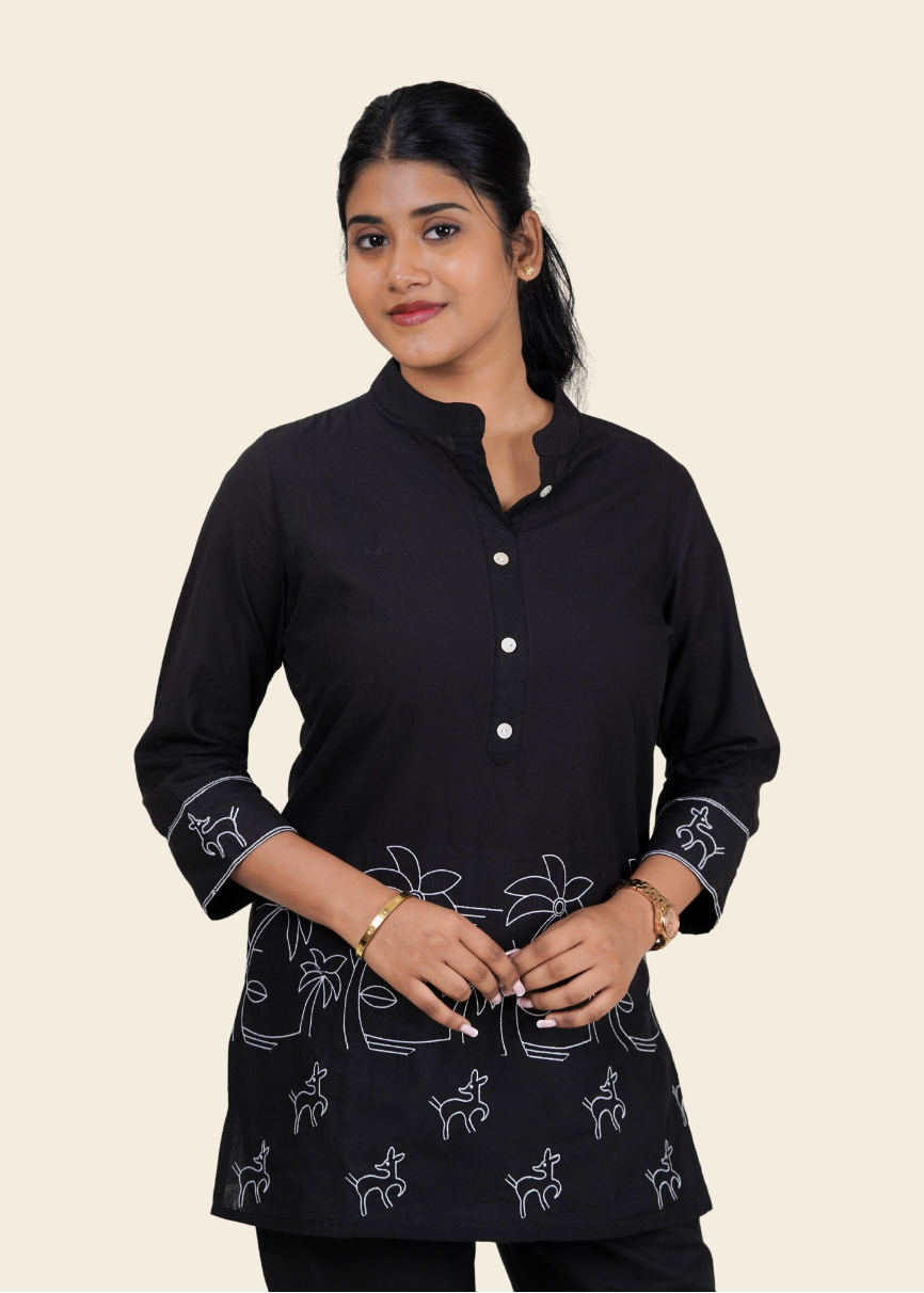 ISHNA Black Palm Co-ord set