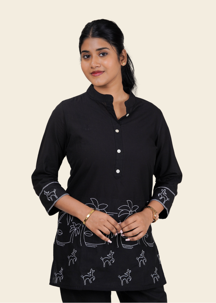 ISHNA Black Palm Co-ord set