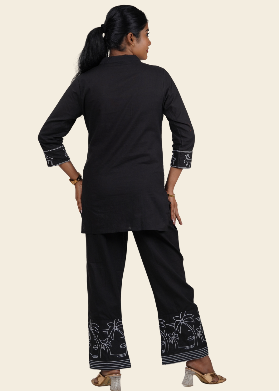 ISHNA Black Palm Co-ord set