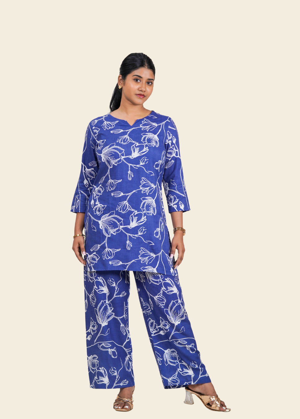 ISHNA Blue Petal Co-ord set