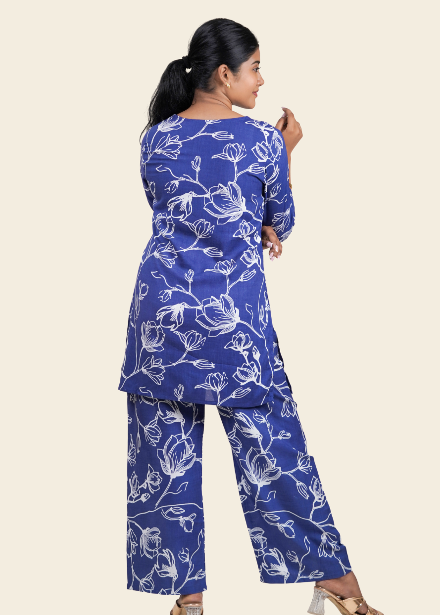 ISHNA Blue Petal Co-ord set