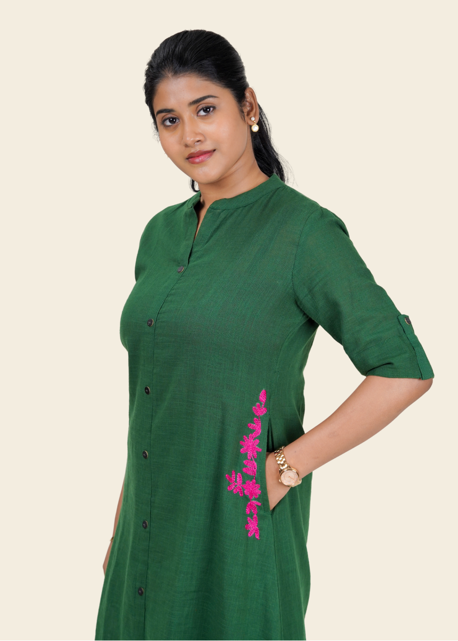 ISHNA Dark Green Bloom Co-ord Set