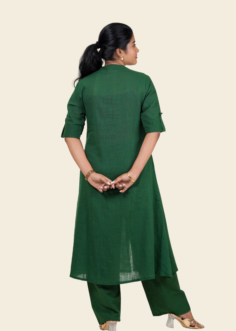 ISHNA Dark Green Bloom Co-ord Set