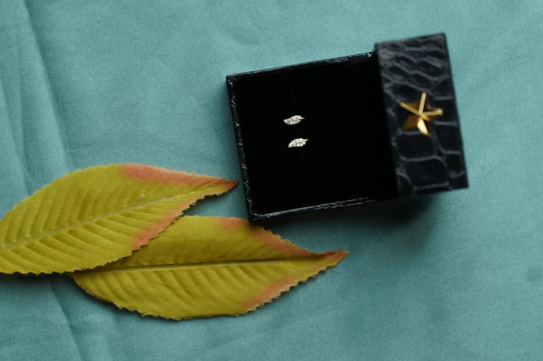92.5 Silver Ishna Aurelia Leaf Crystal Studs