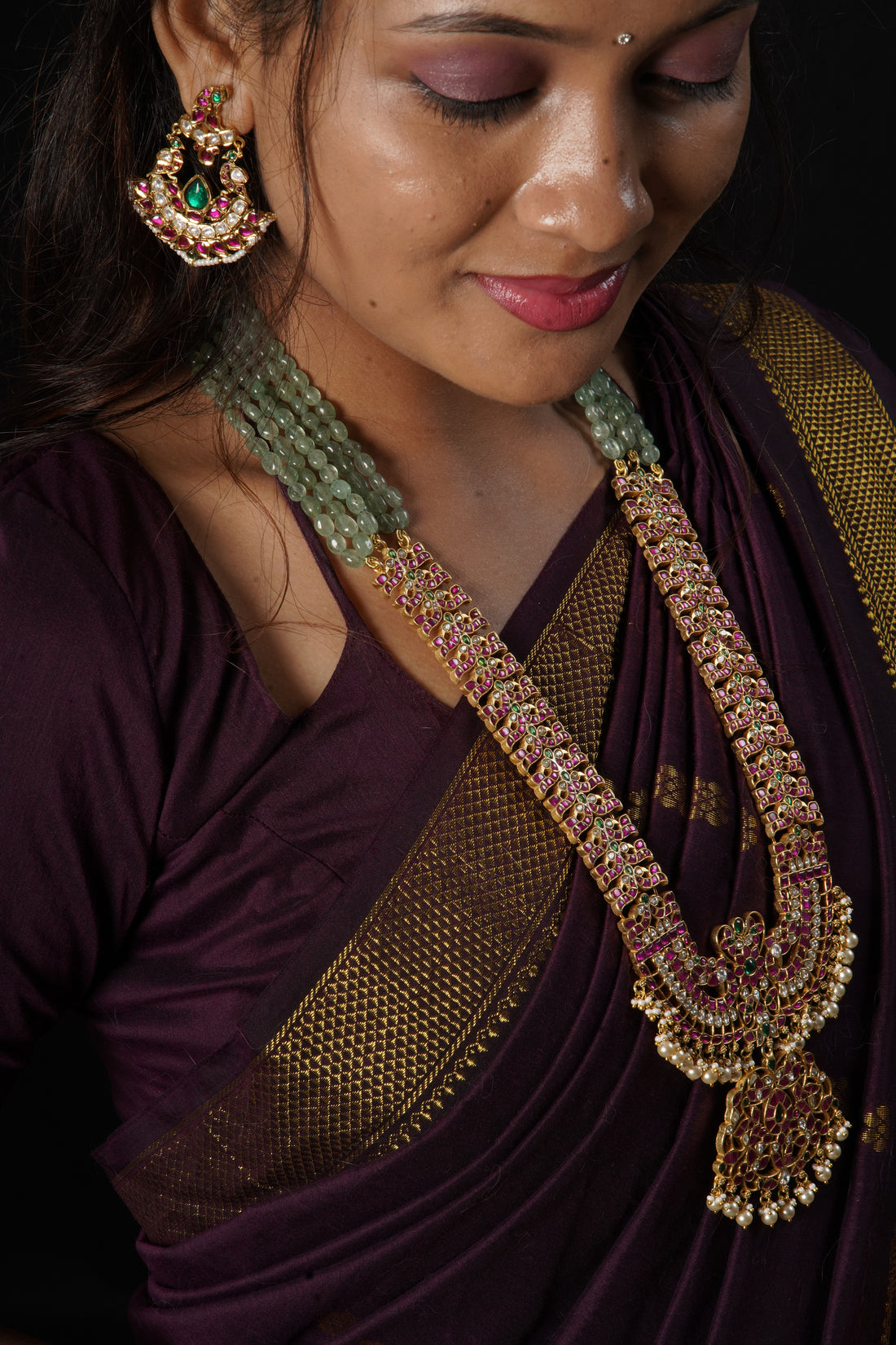 Majestic Peacock Temple Necklace Set