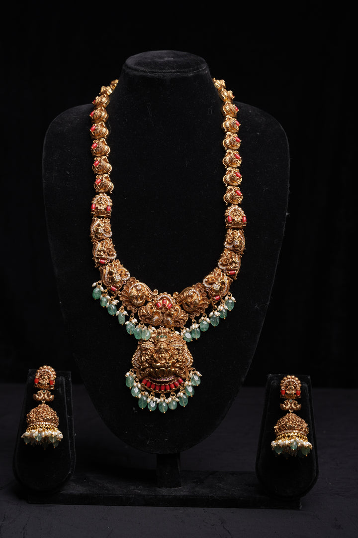 ISHNA Simhavahini Antique Temple Long Haram Set