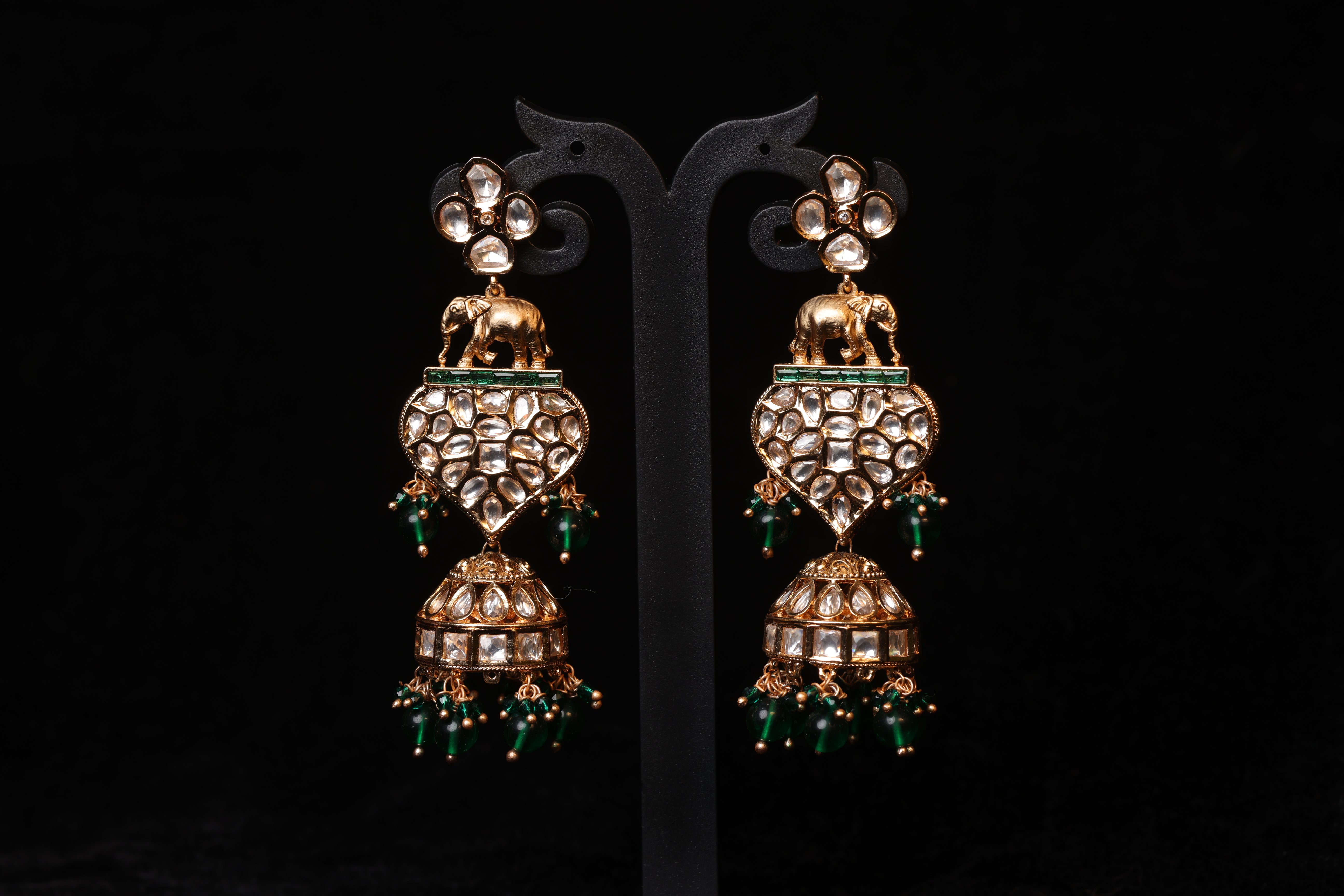 Antique Gaja Kundan Bridal Jhumkas
