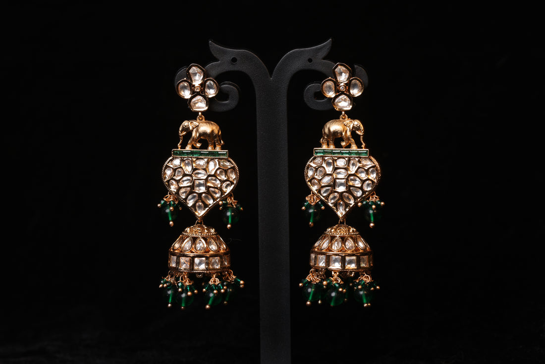 Antique Gaja Kundan Bridal Jhumkas