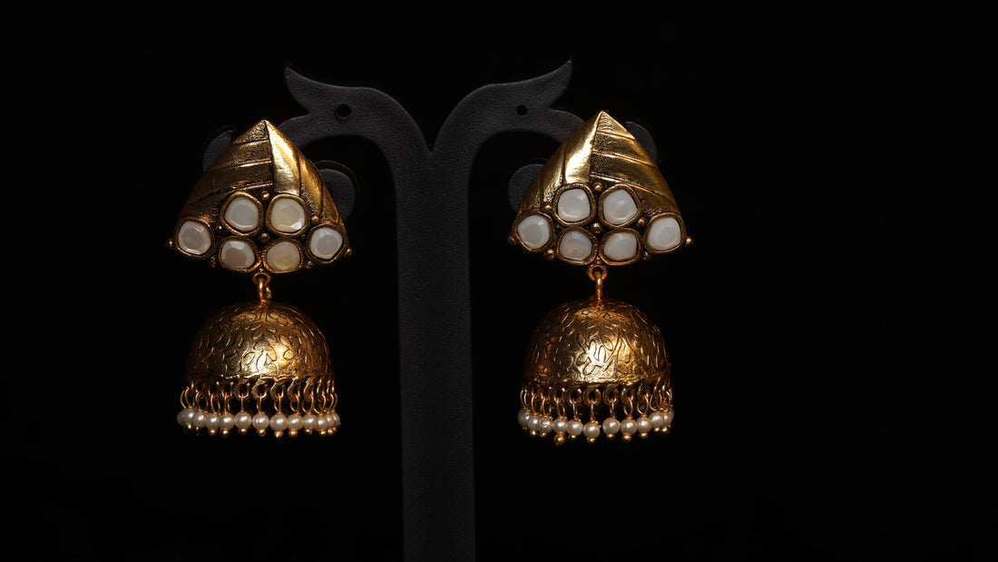 Classic Kundan Pearl Jhumka Earrings