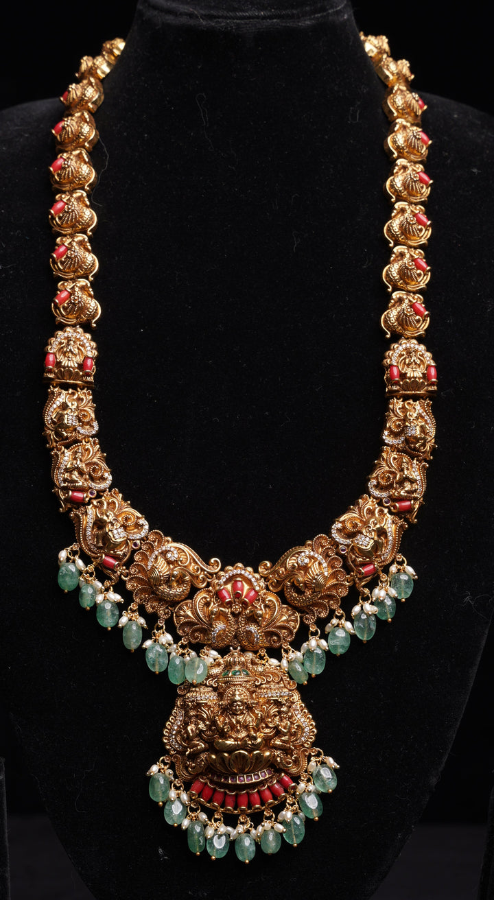 ISHNA Simhavahini Antique Temple Long Haram Set