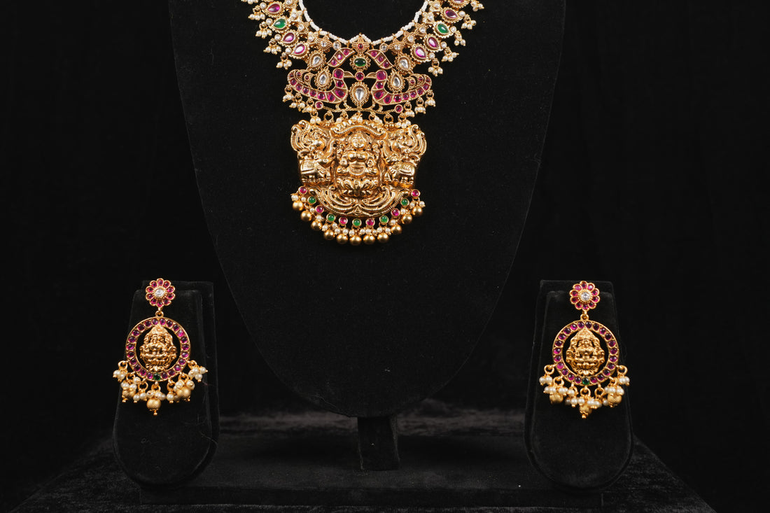 Goddess Lakshmi Ruby-Emerald Choke