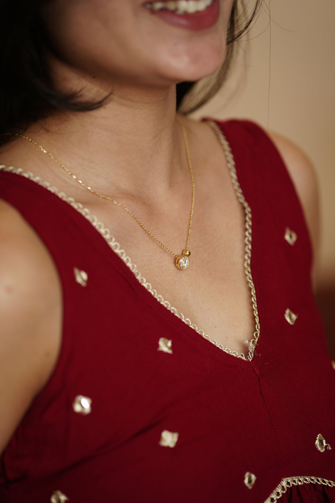 92.5 Silver Ishna Golden Halo Charm Pendant Chain