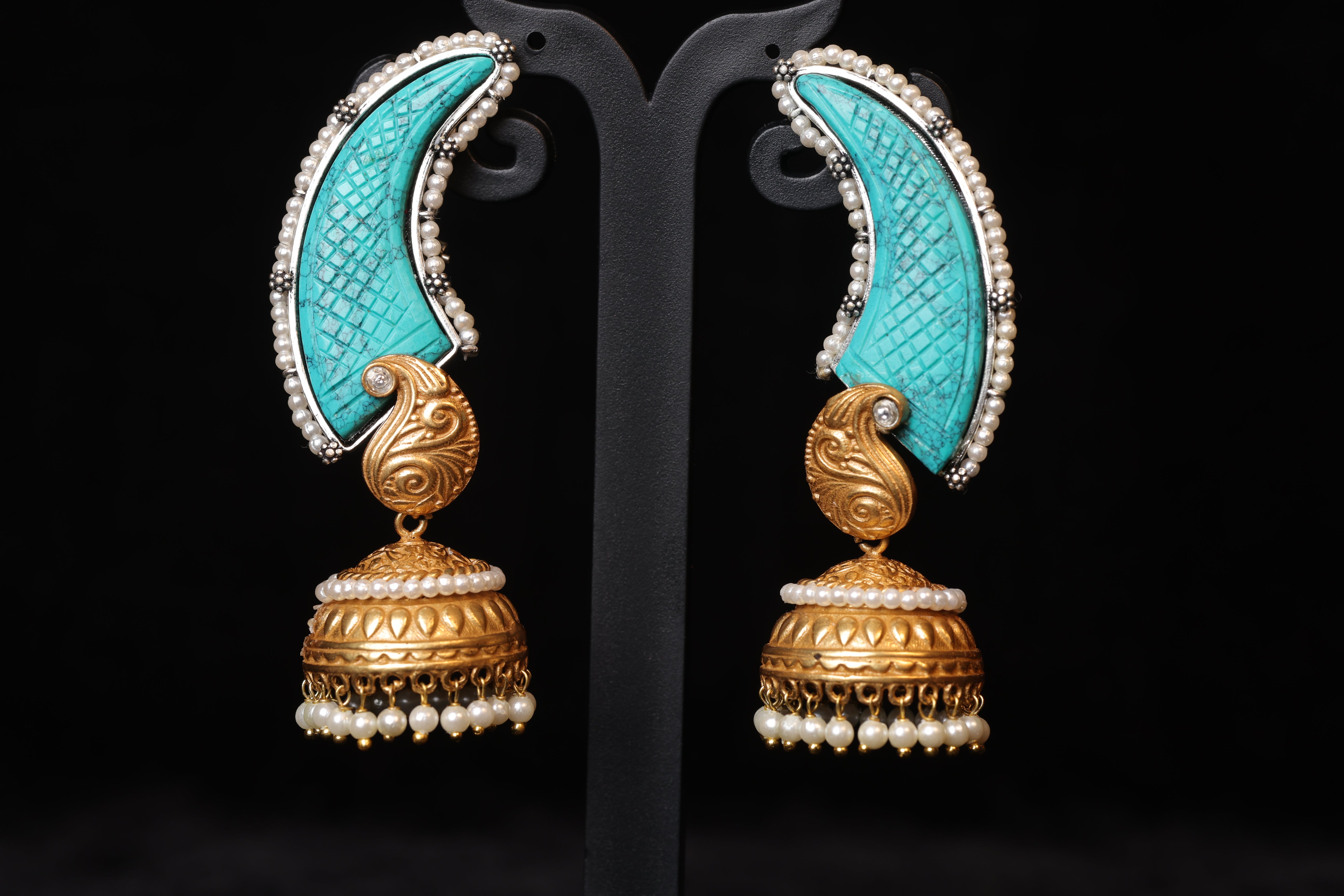 Sculpted Hamsa Pankh Earrings