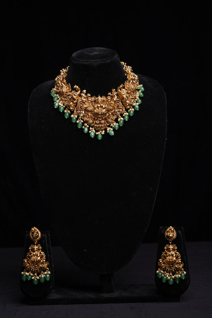 Sri Lakshmi Emerald Royal Temple Choker