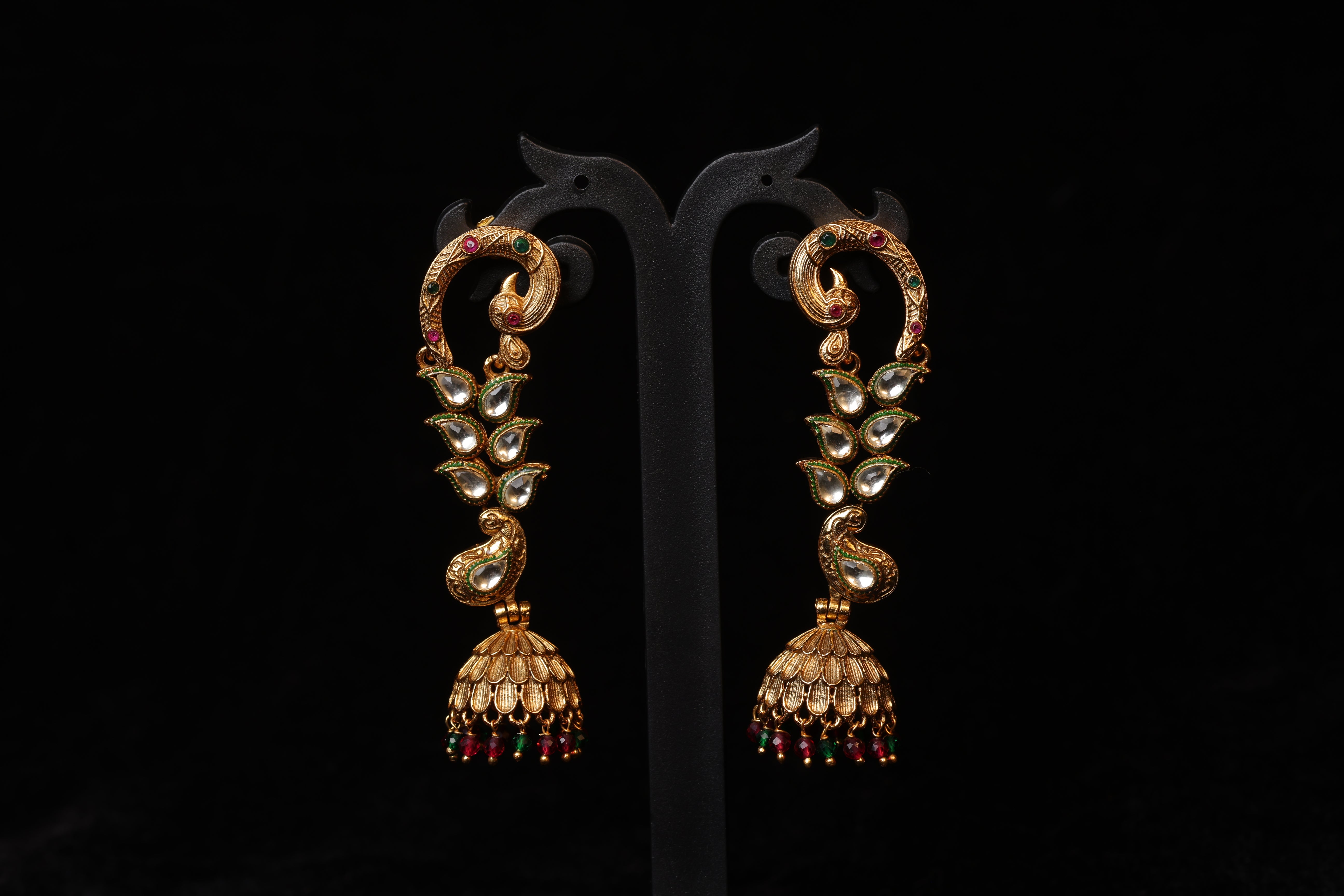 Swarana Peacock Jhumkas