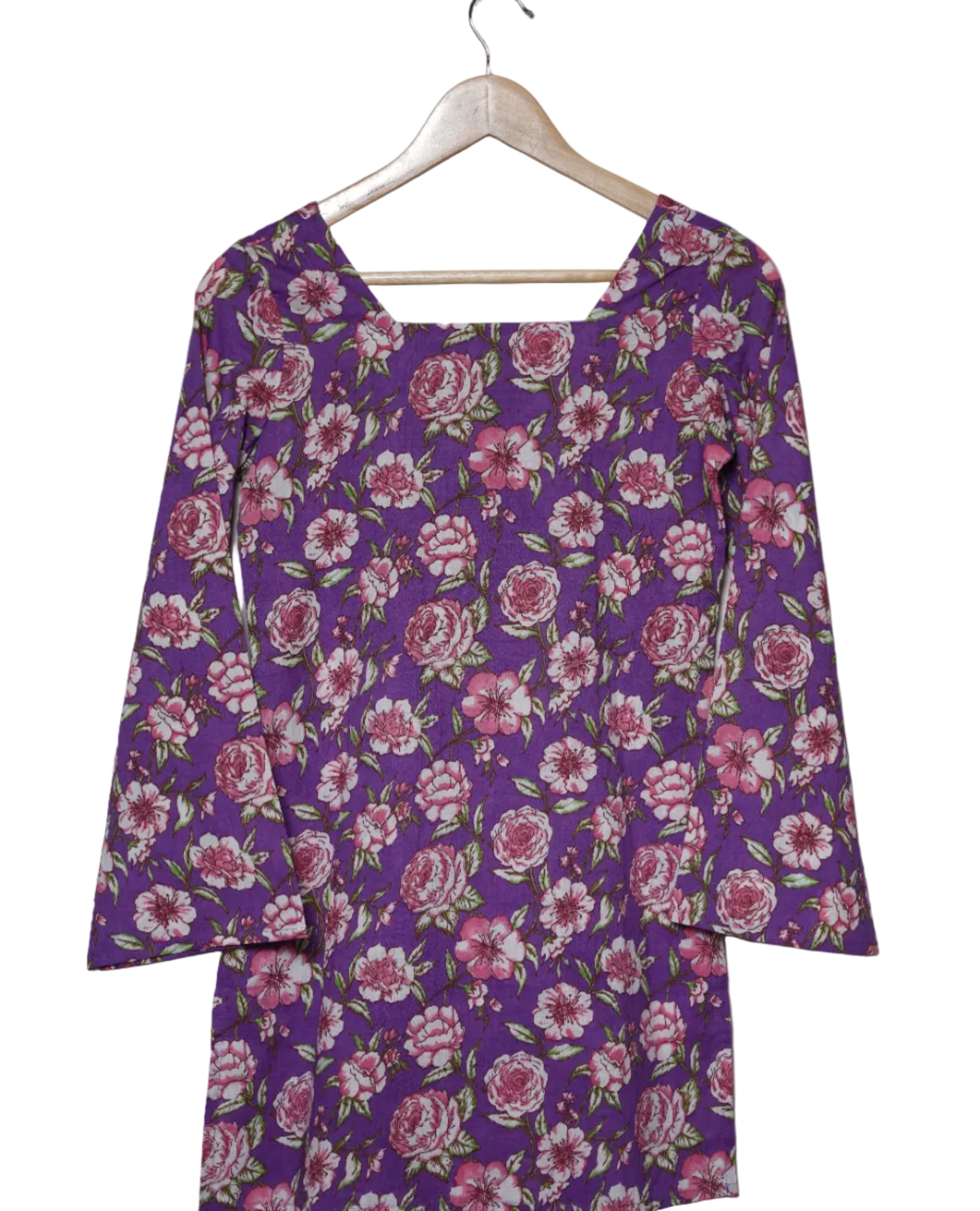 Gulnaar Purple Floral Short Kurti
