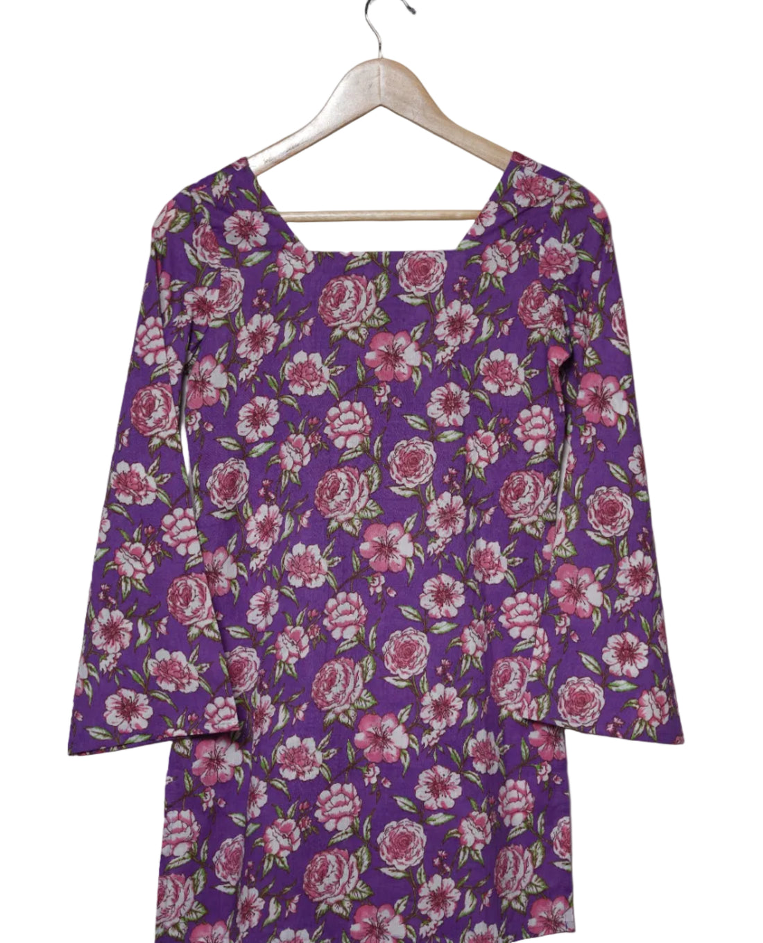 Gulnaar Purple Floral Short Kurti