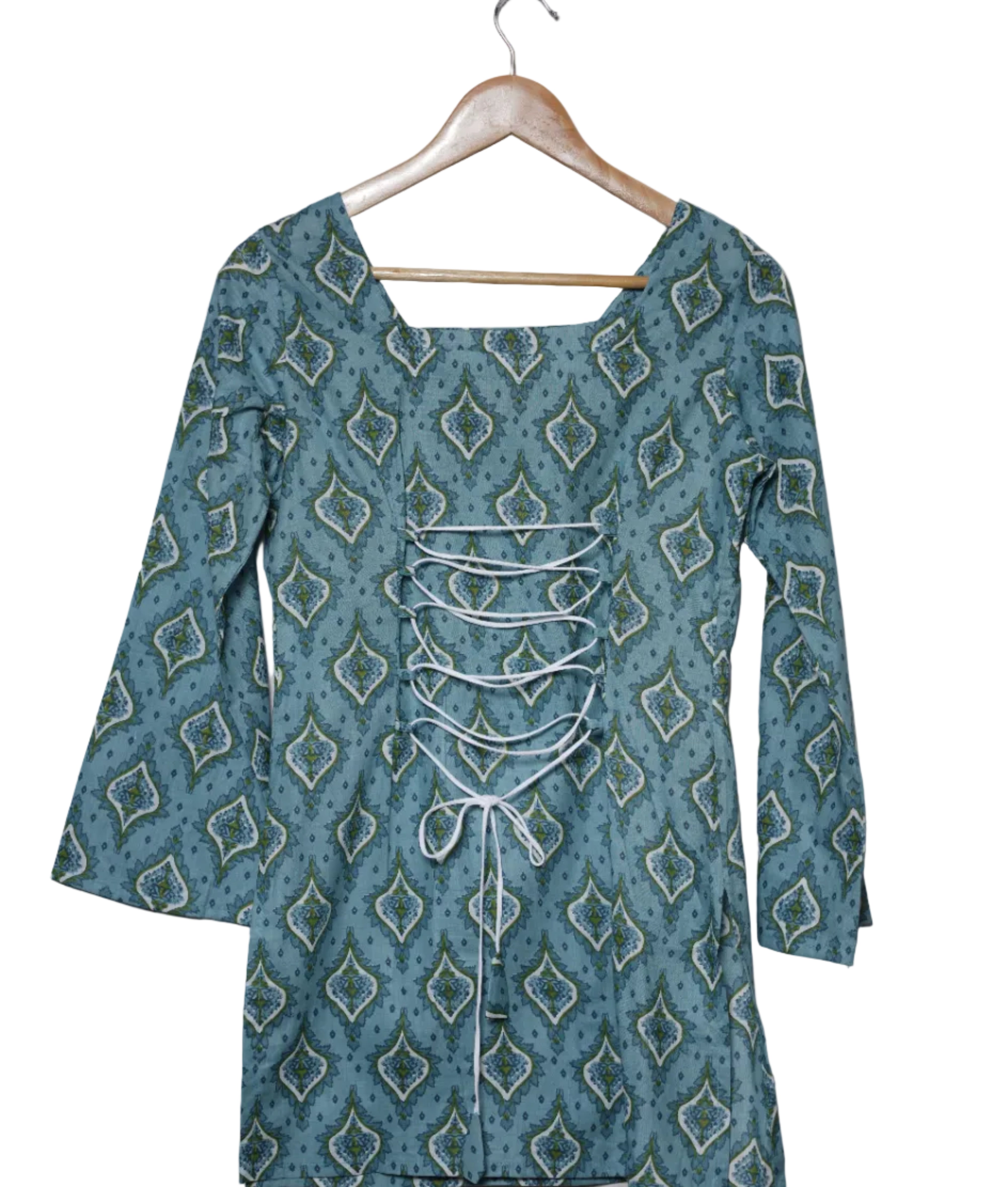 Saanjh Teal Jaipuri Short Kurti