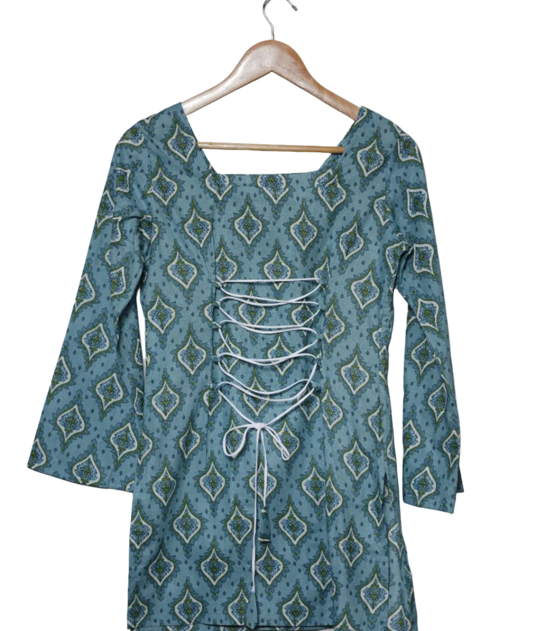 Saanjh Teal Jaipuri Short Kurti