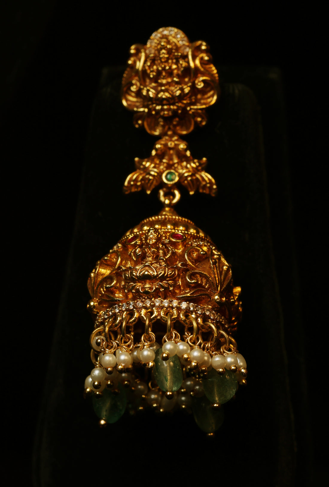 Regal Lakshmi Emerald Temple Necklace