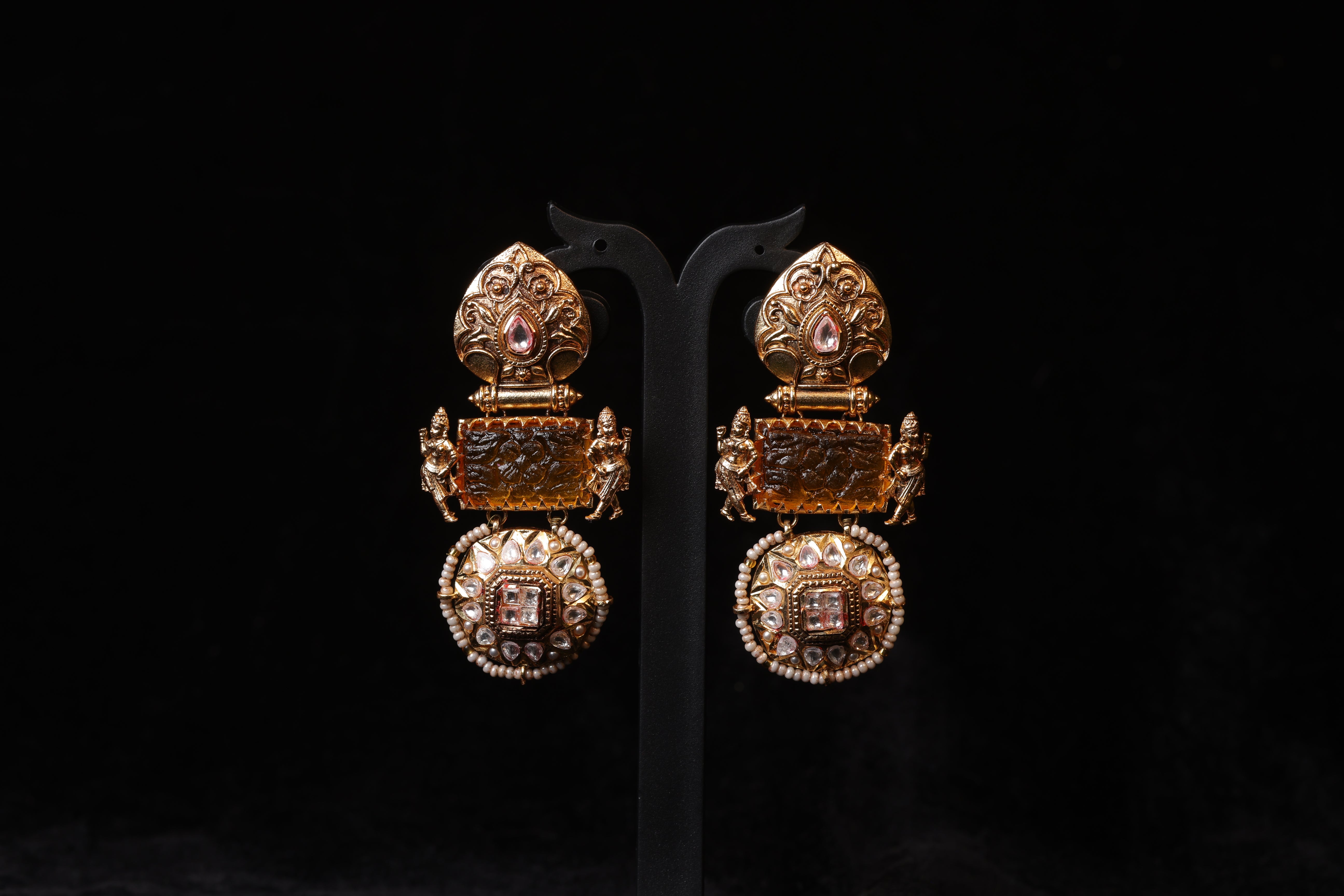 Three Tiered Antique Smoky Quartz Drops