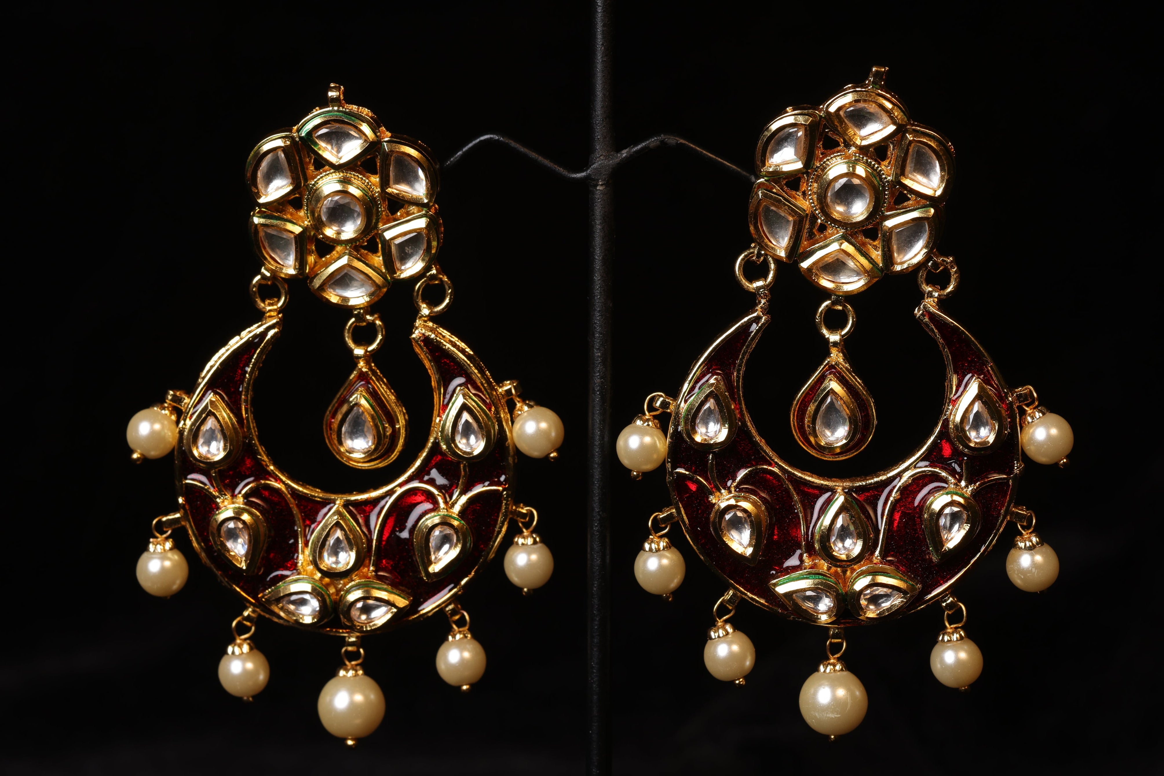 Polki Pearl Waterfall Earrings