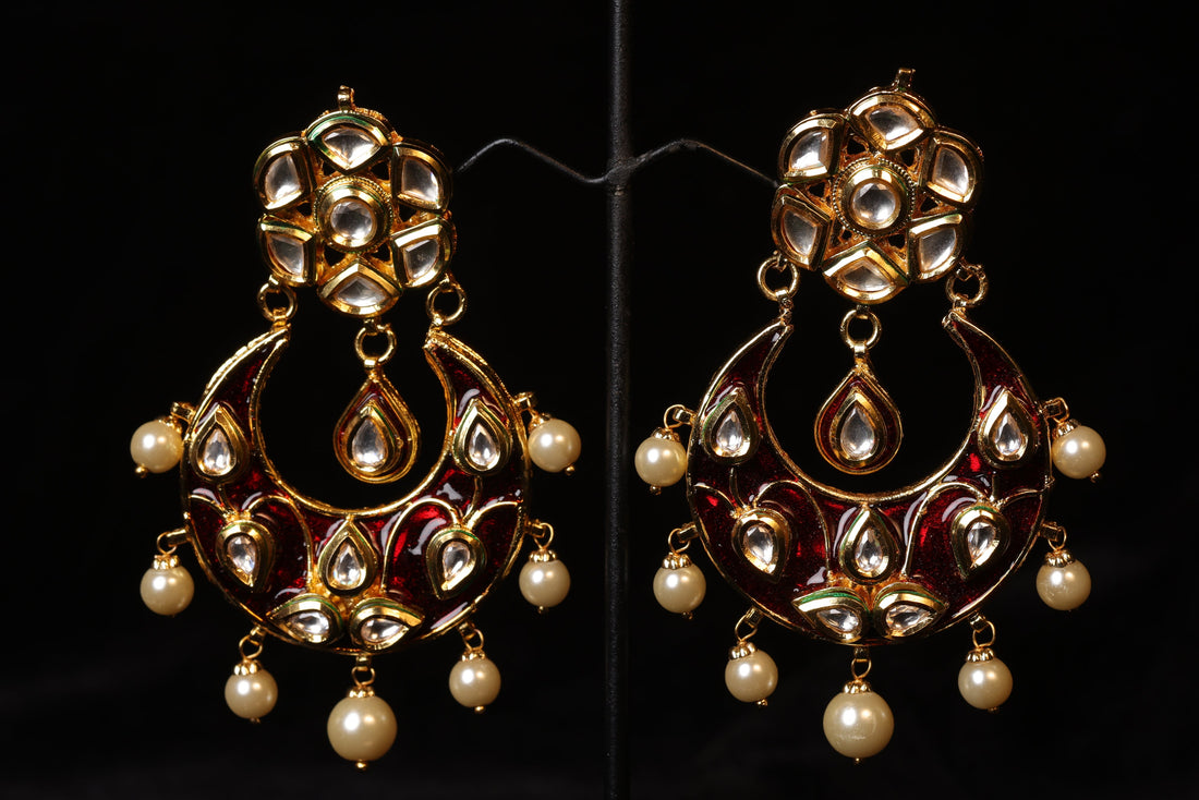 Polki Pearl Waterfall Earrings